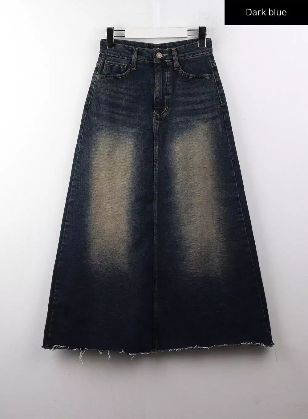 A-Line Maxi Denim Skirt in Distressed Style CD329