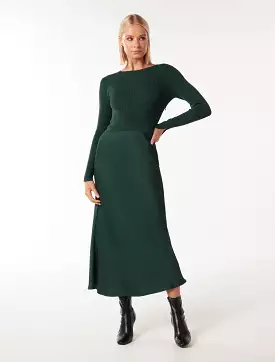 Alicia Long Sleeve Satin Knit Dress