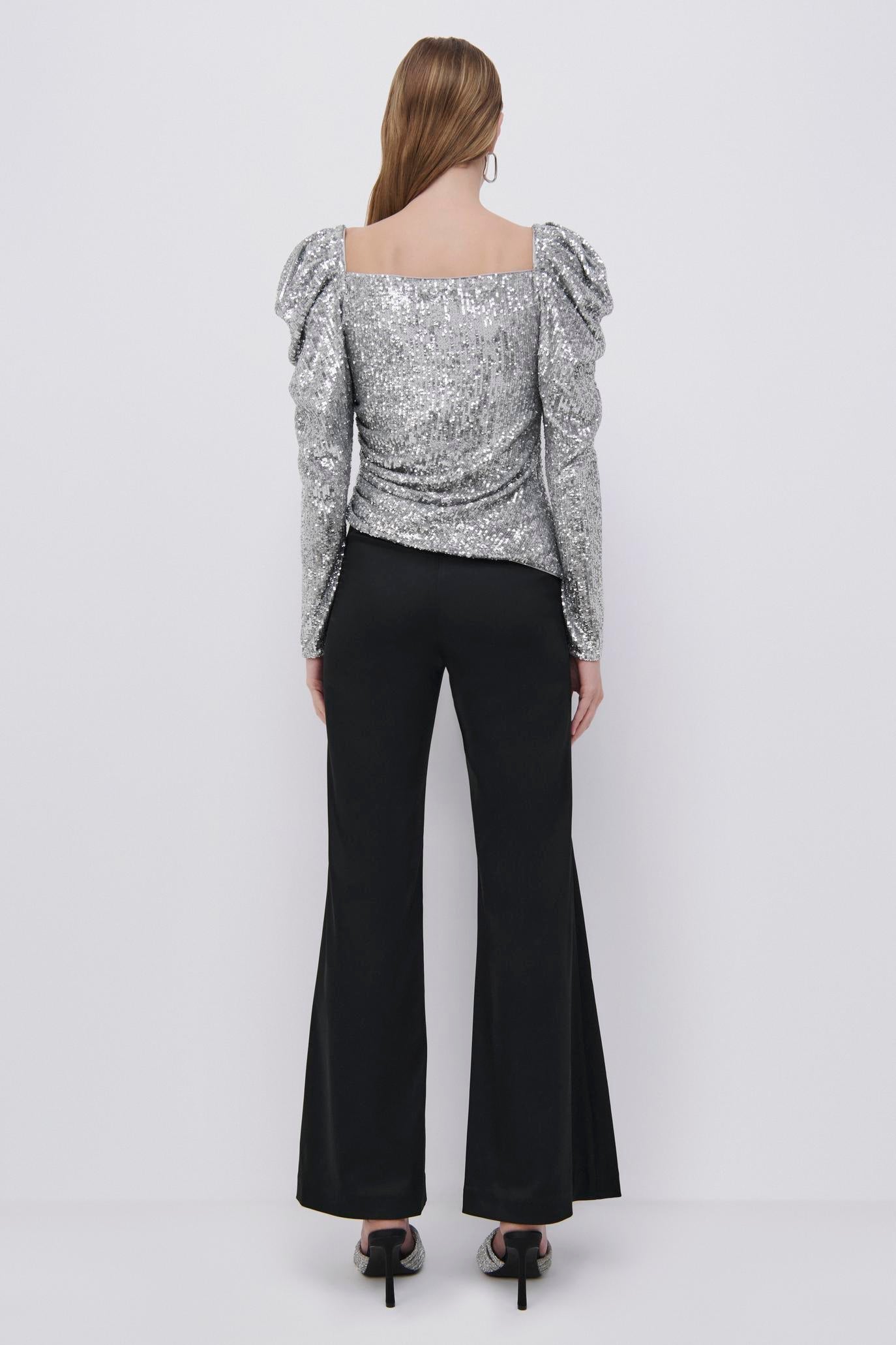 Allura Hammered Sequin Top - Silver