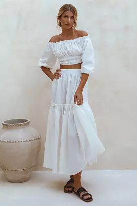 Annabelle Boho Linen Maxi Skirt - Bohemian Style Long Skirt in Linen Material