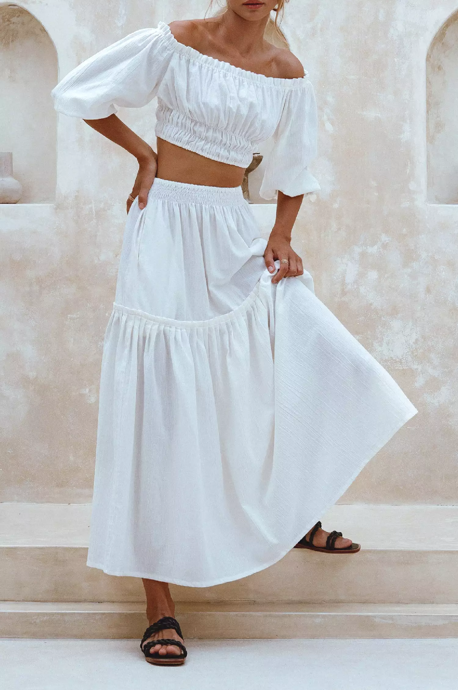 Annabelle Boho Linen Maxi Skirt - Bohemian Style Long Skirt in Linen Material