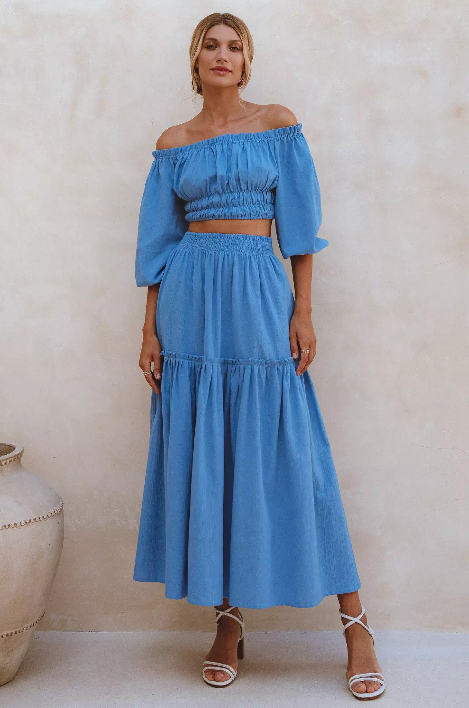 Annabelle Boho Linen Maxi Skirt - Bohemian Style Long Skirt in Linen Material