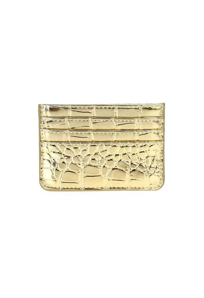 Gold Croc Aria Card Holder