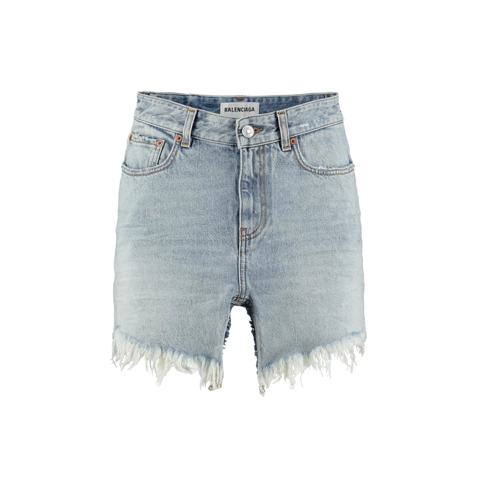 Balenciaga cut denim mini skirt