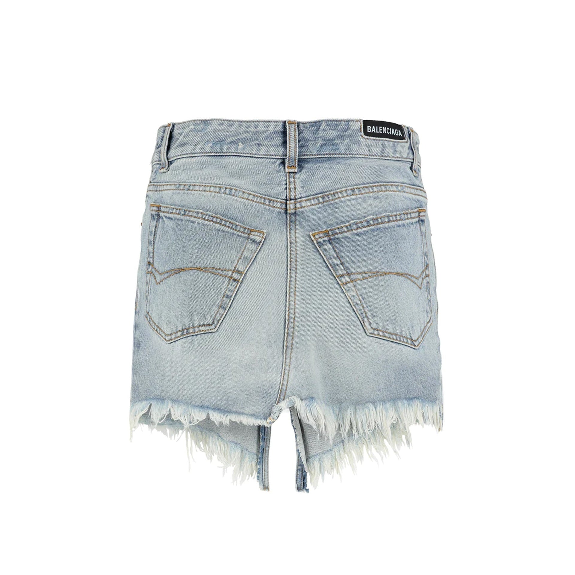 Balenciaga cut denim mini skirt