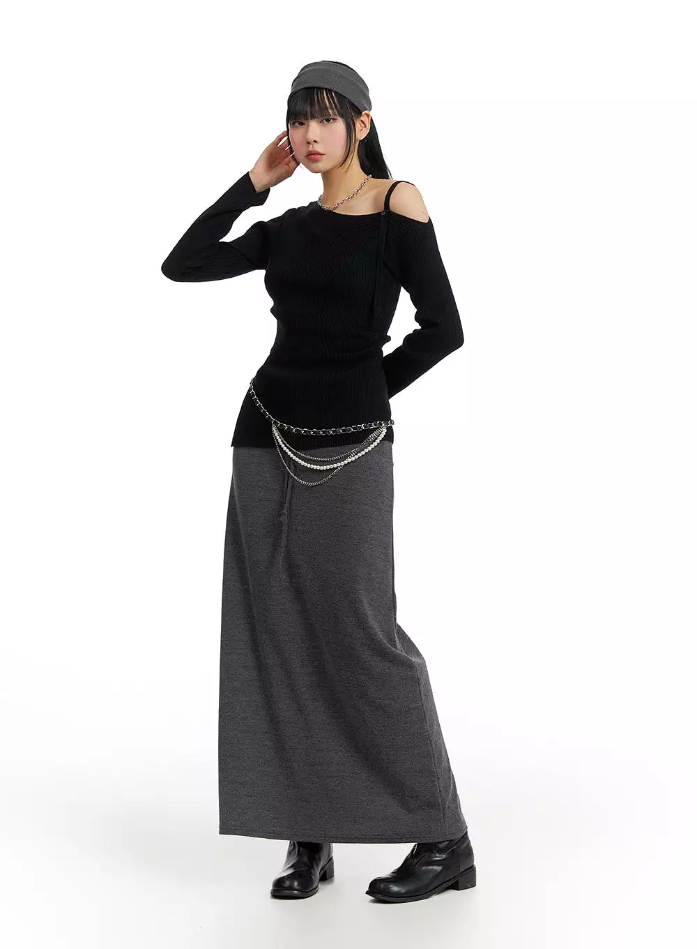 Basic Maxi Skirt with Bands, Style IF402