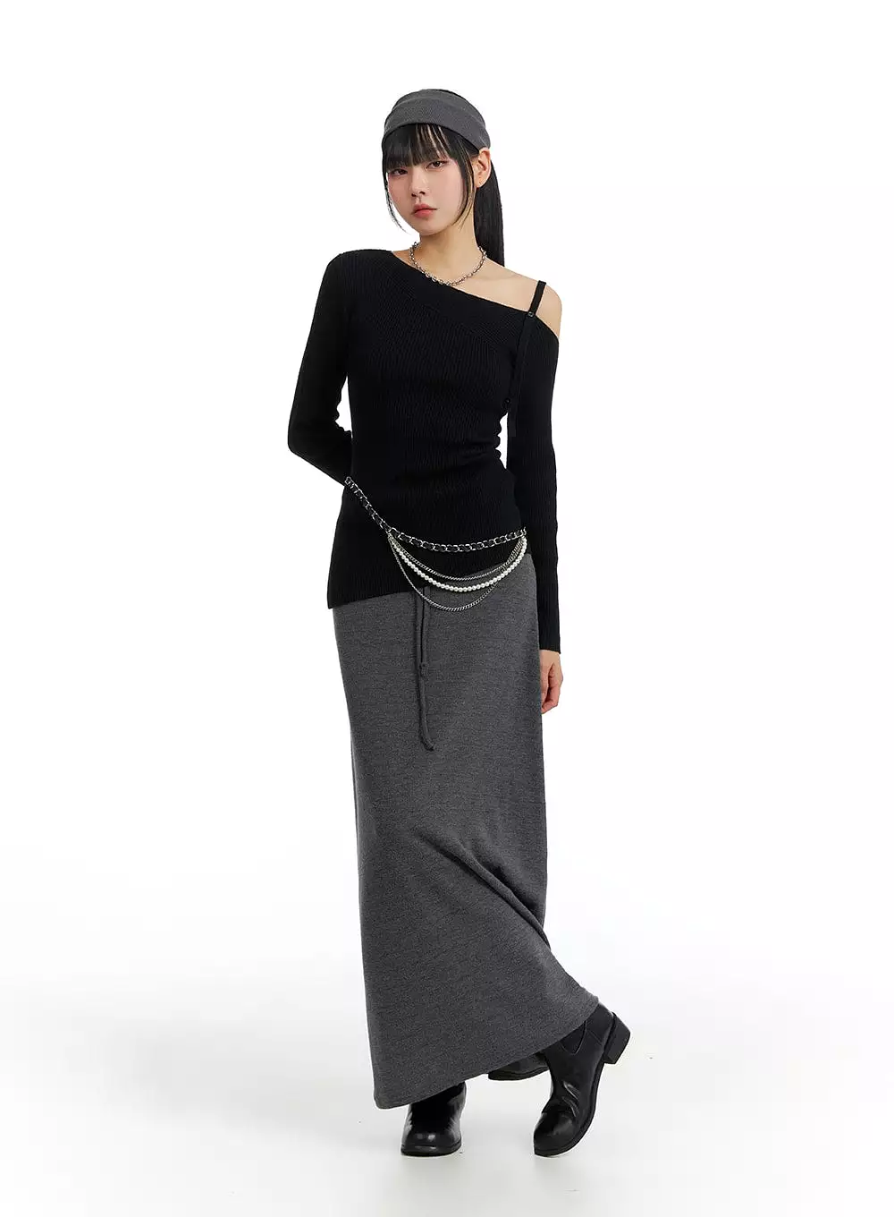 Basic Maxi Skirt with Bands, Style IF402