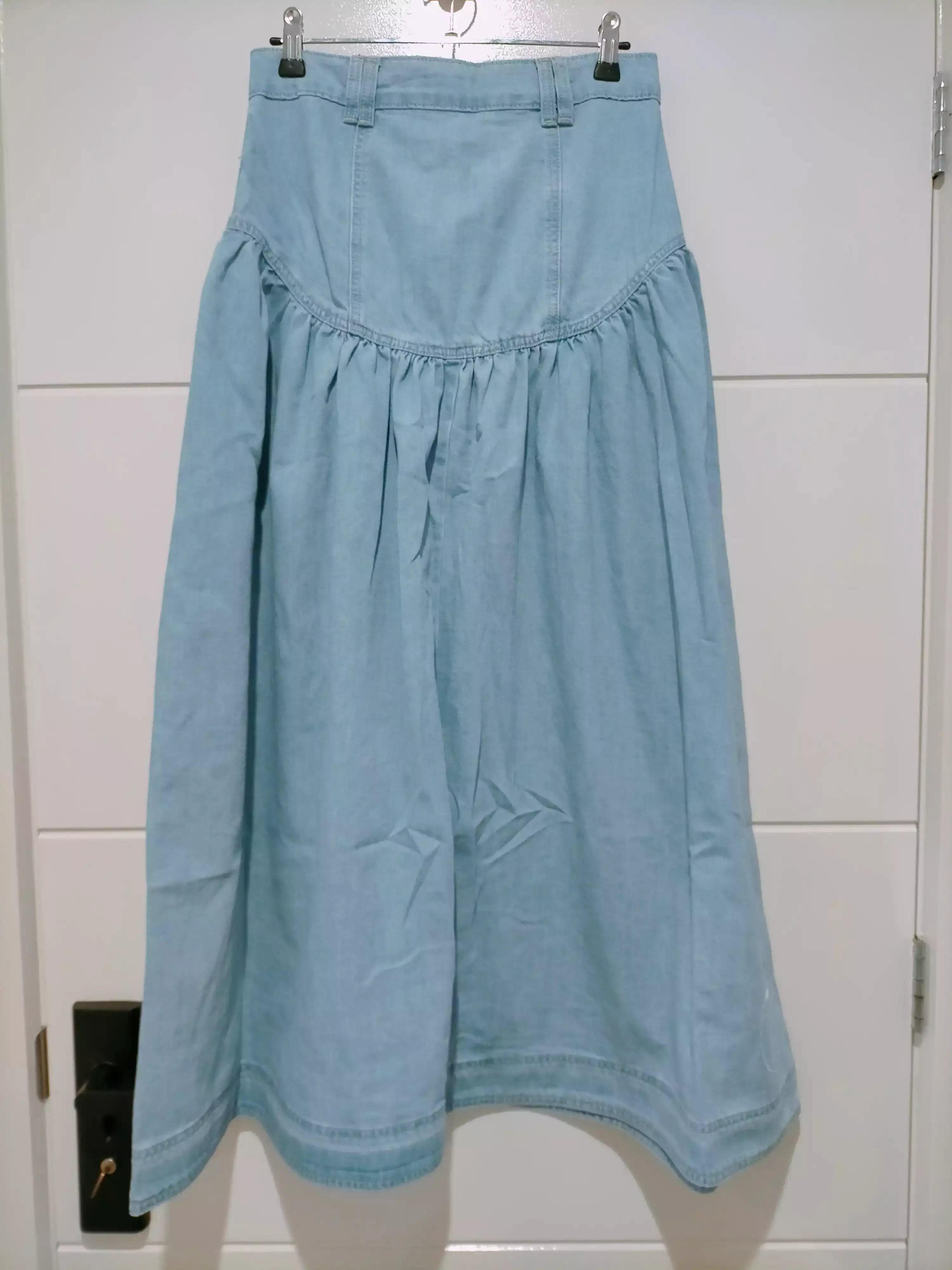 Beckham Chambray Denim Maxi Skirt Light Blue