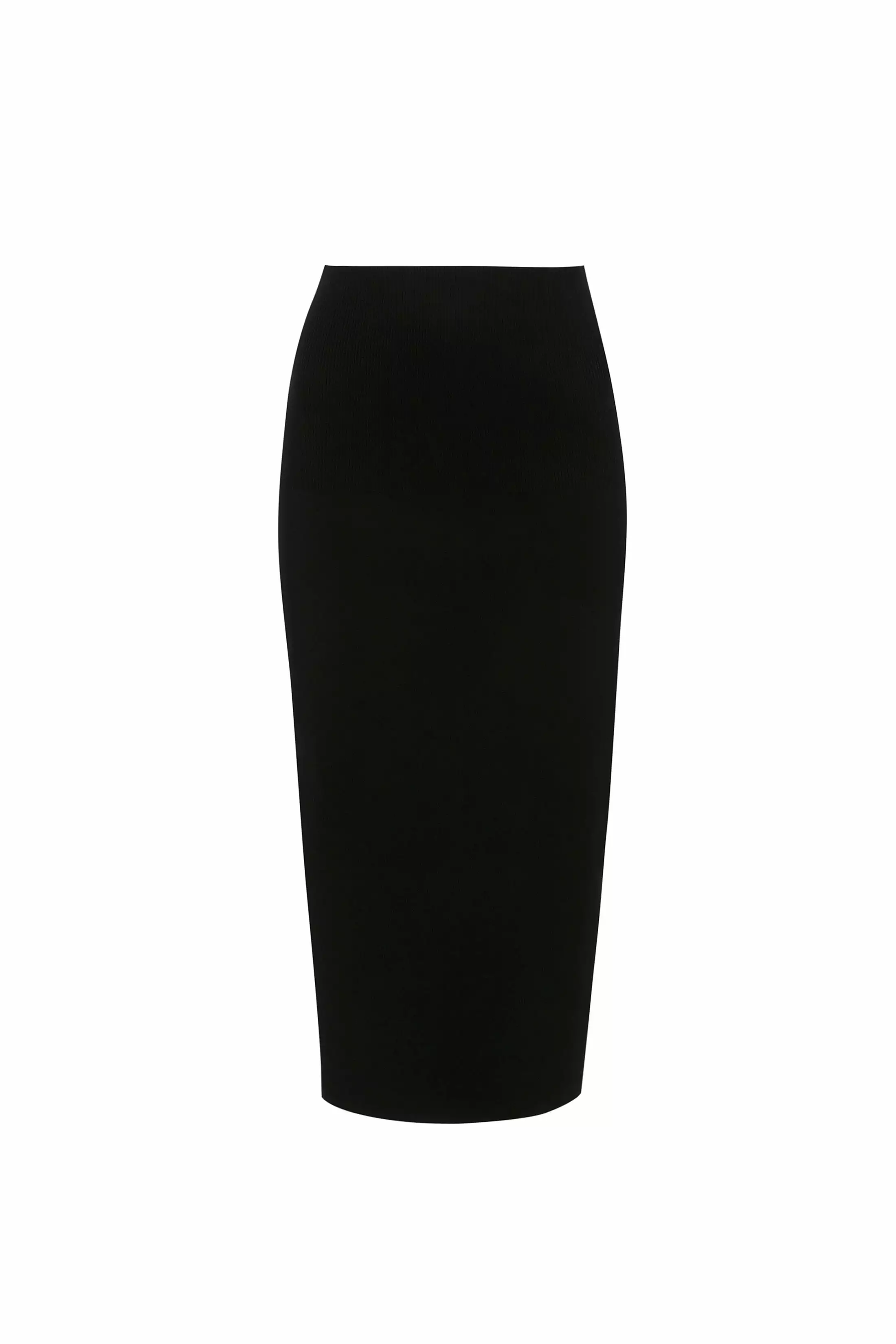 Black Body Fitted Midi Skirt