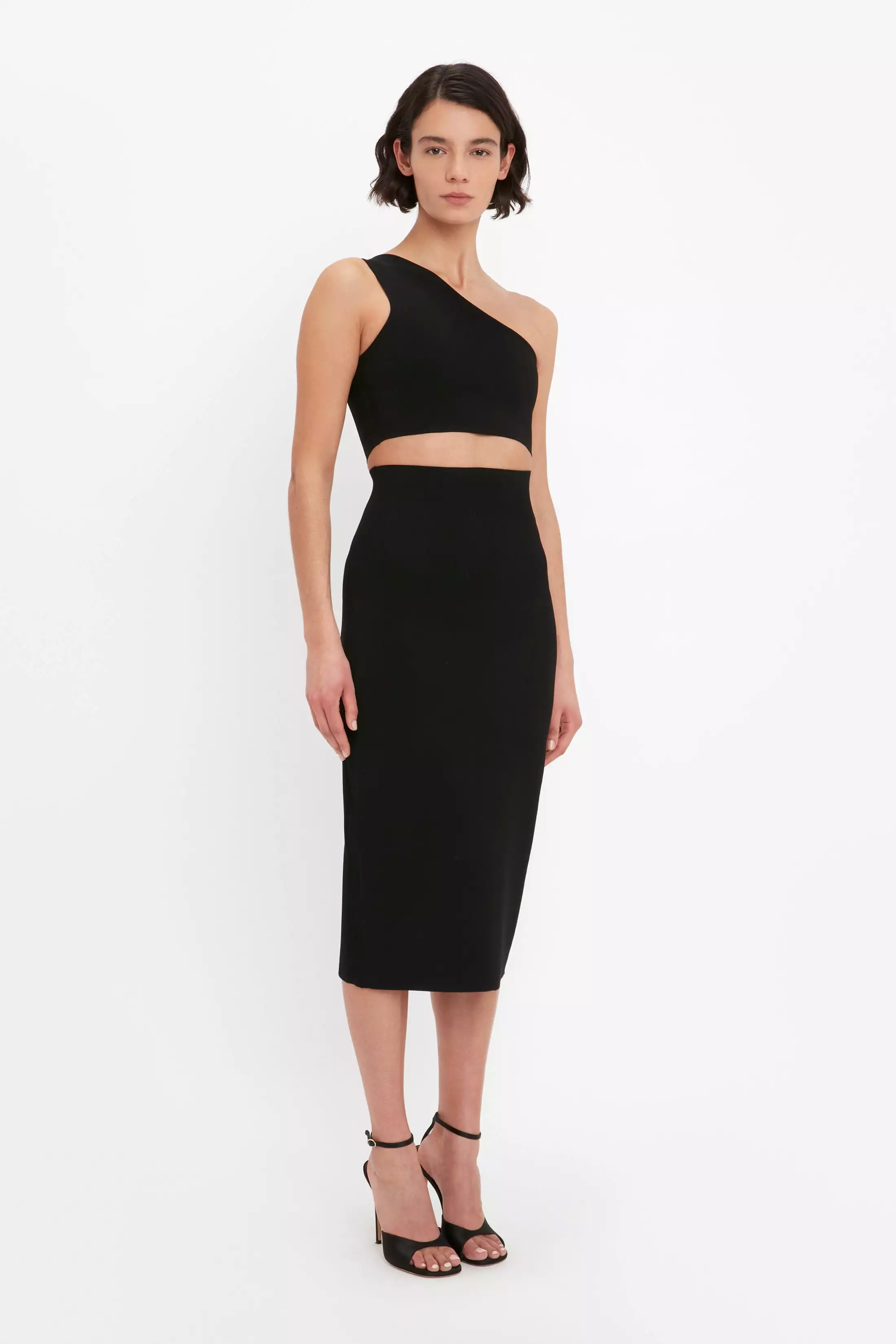 Black Body Fitted Midi Skirt