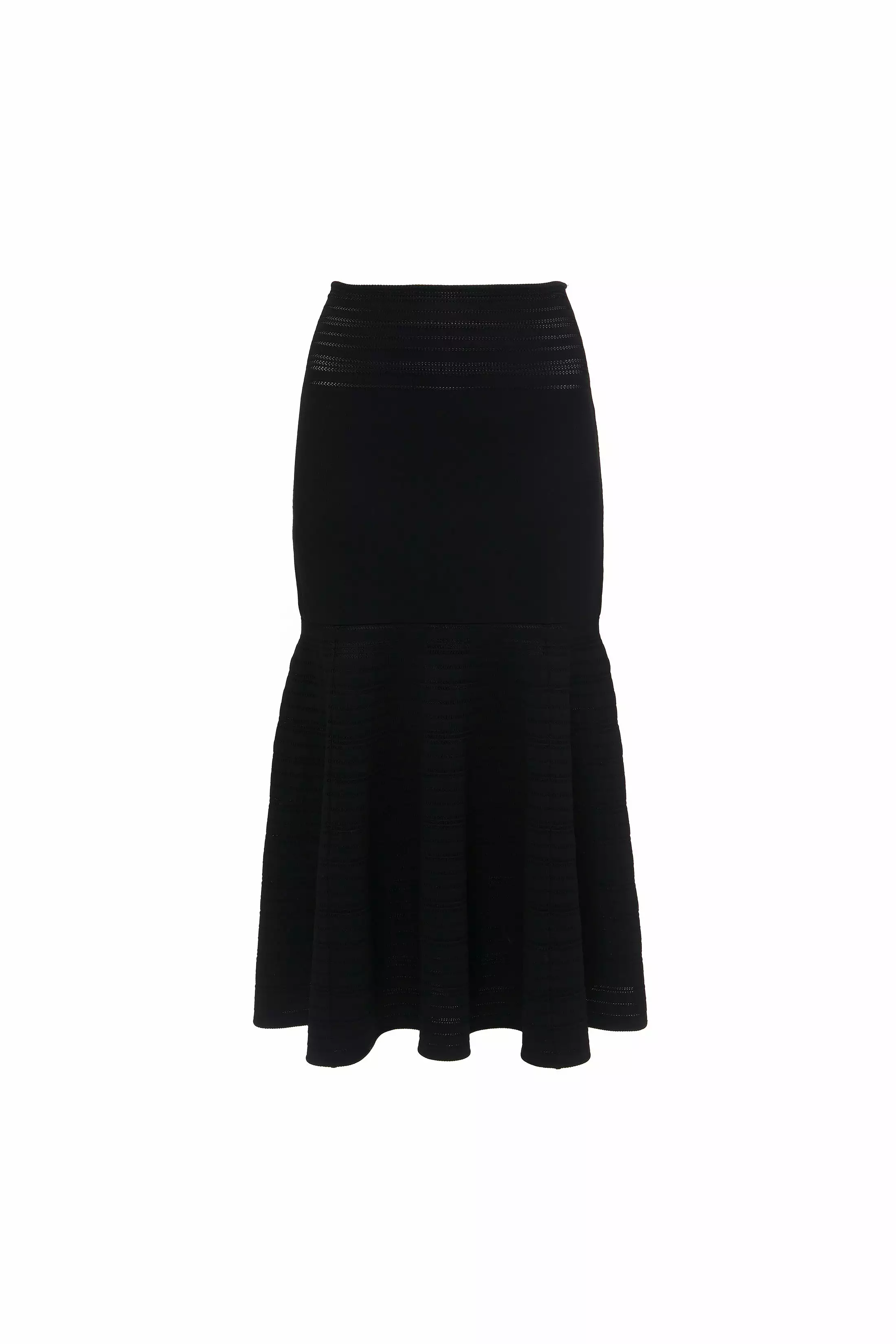 Black Fit and Flare Midi Skirt