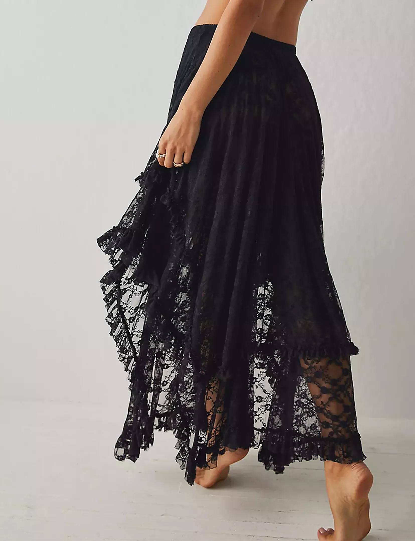 Black French Courtship Slit Skirt