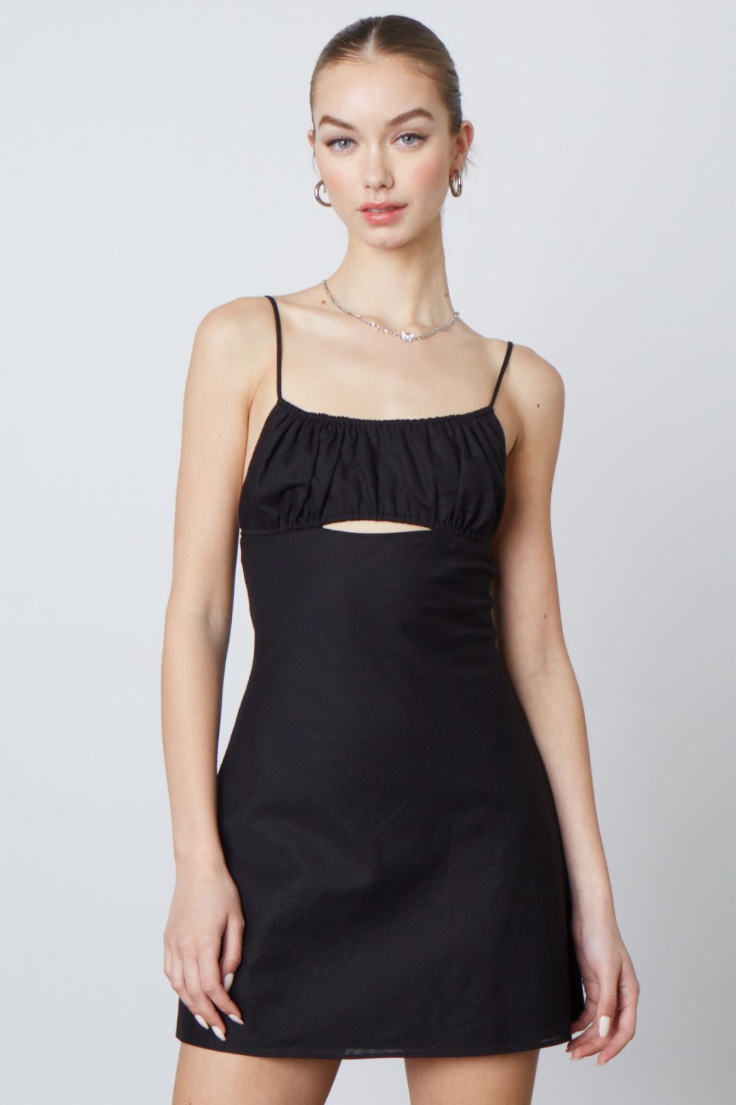 Black Linen Dress - Cutout Design