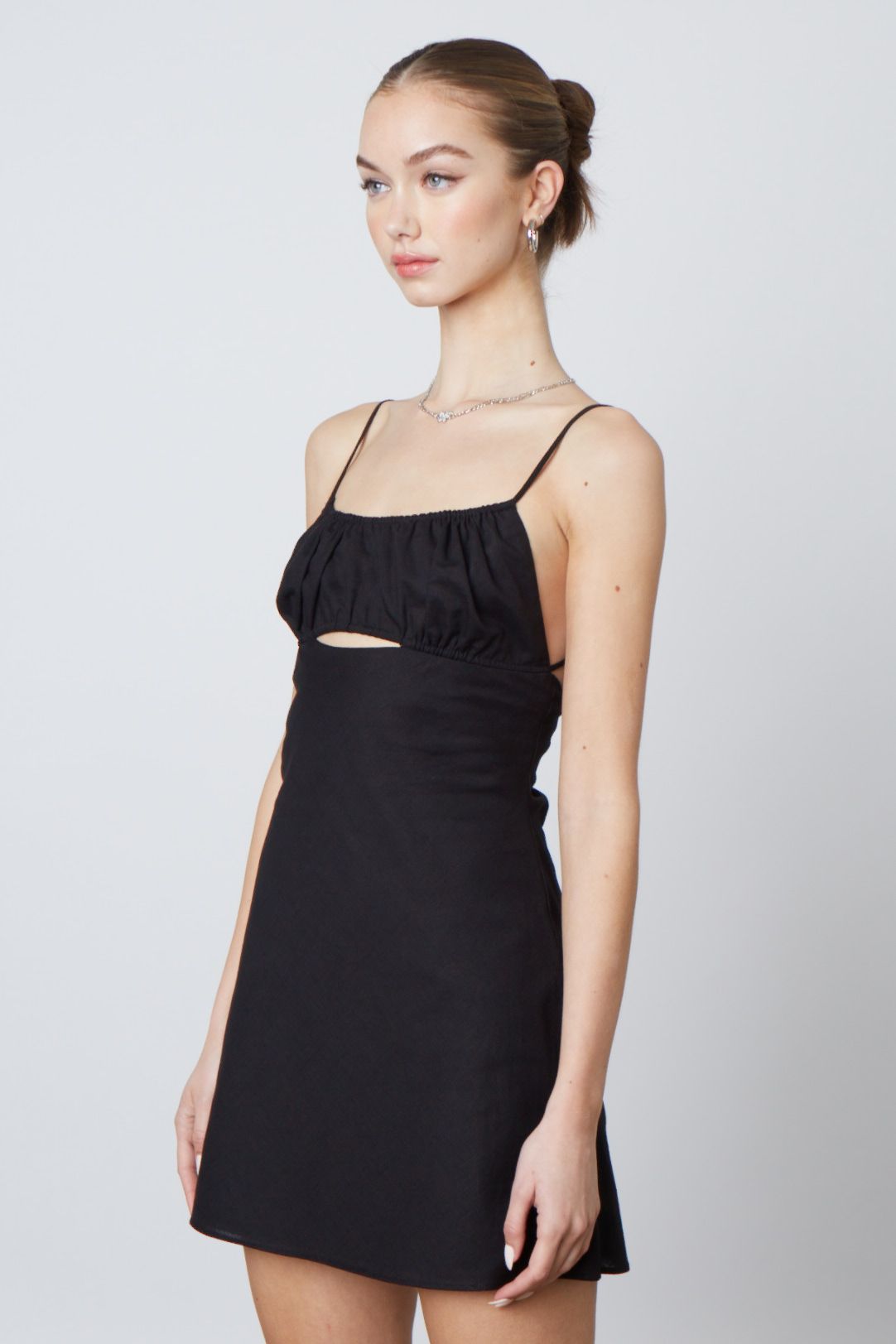 Black Linen Dress - Cutout Design