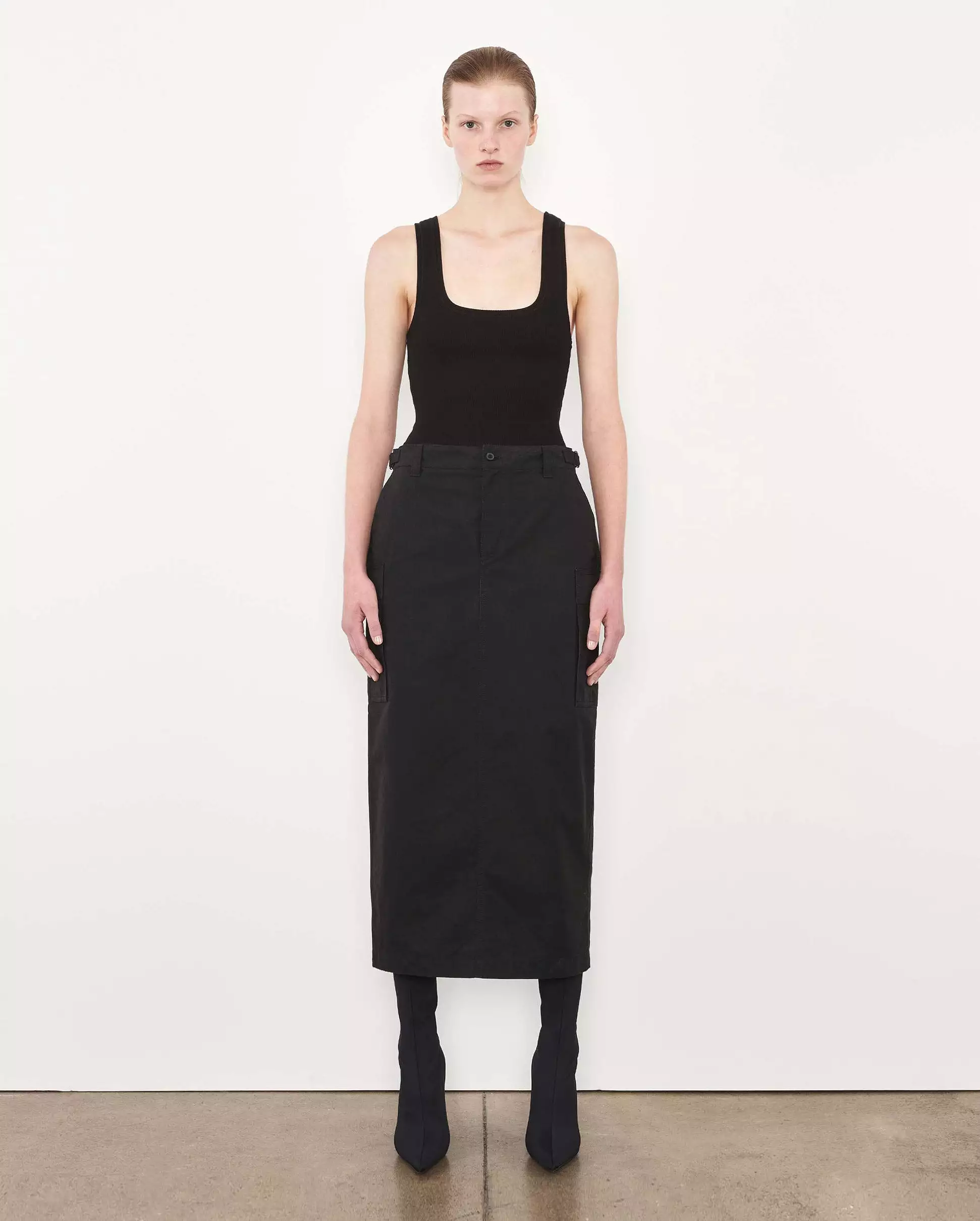 Black Midi Cargo Skirt