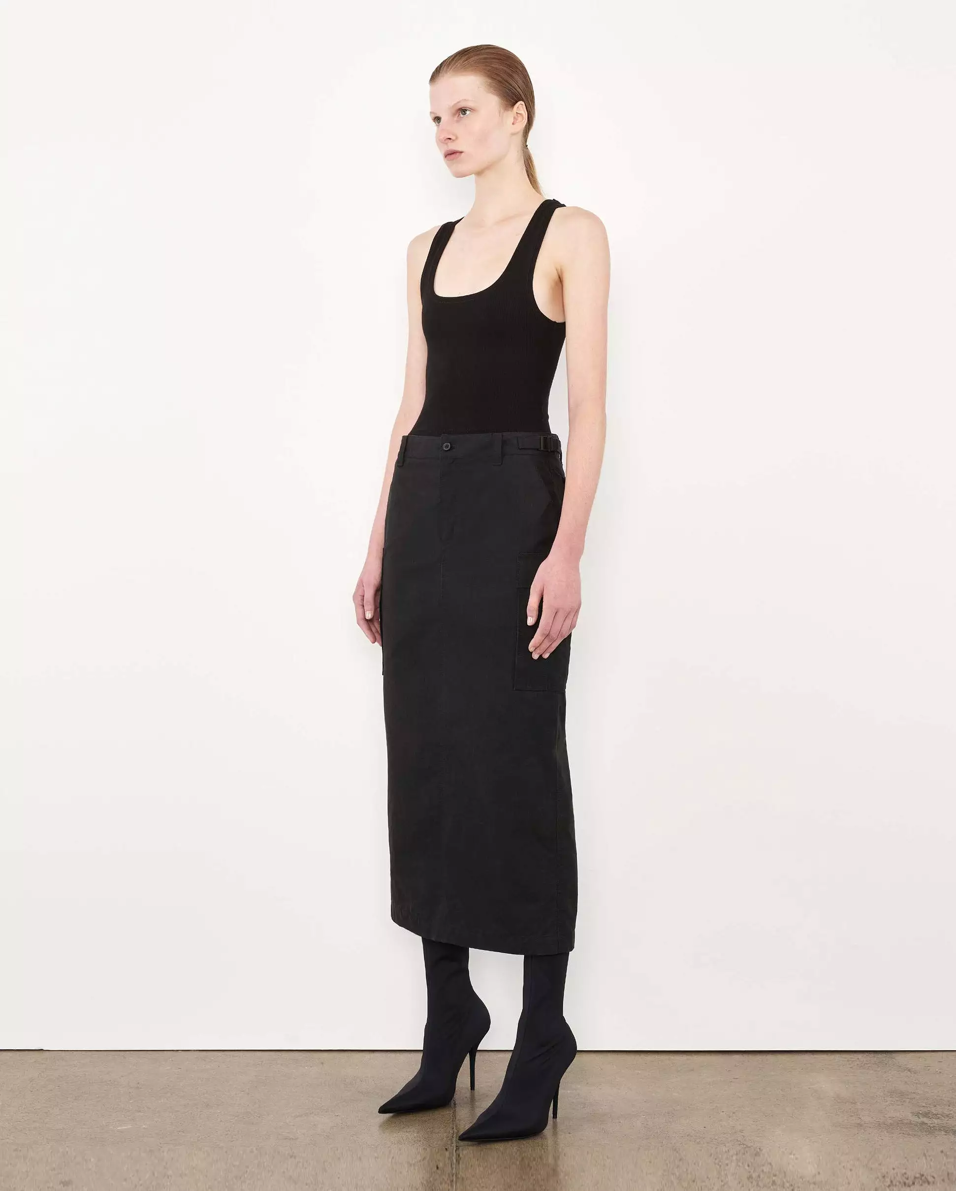 Black Midi Cargo Skirt