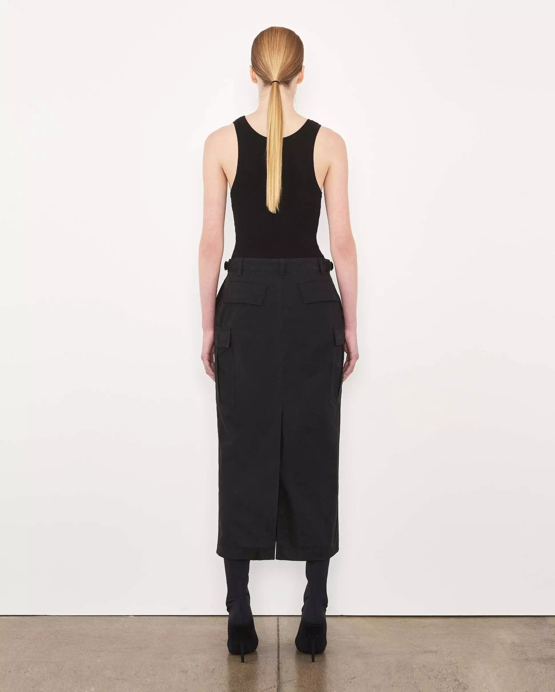 Black Midi Cargo Skirt