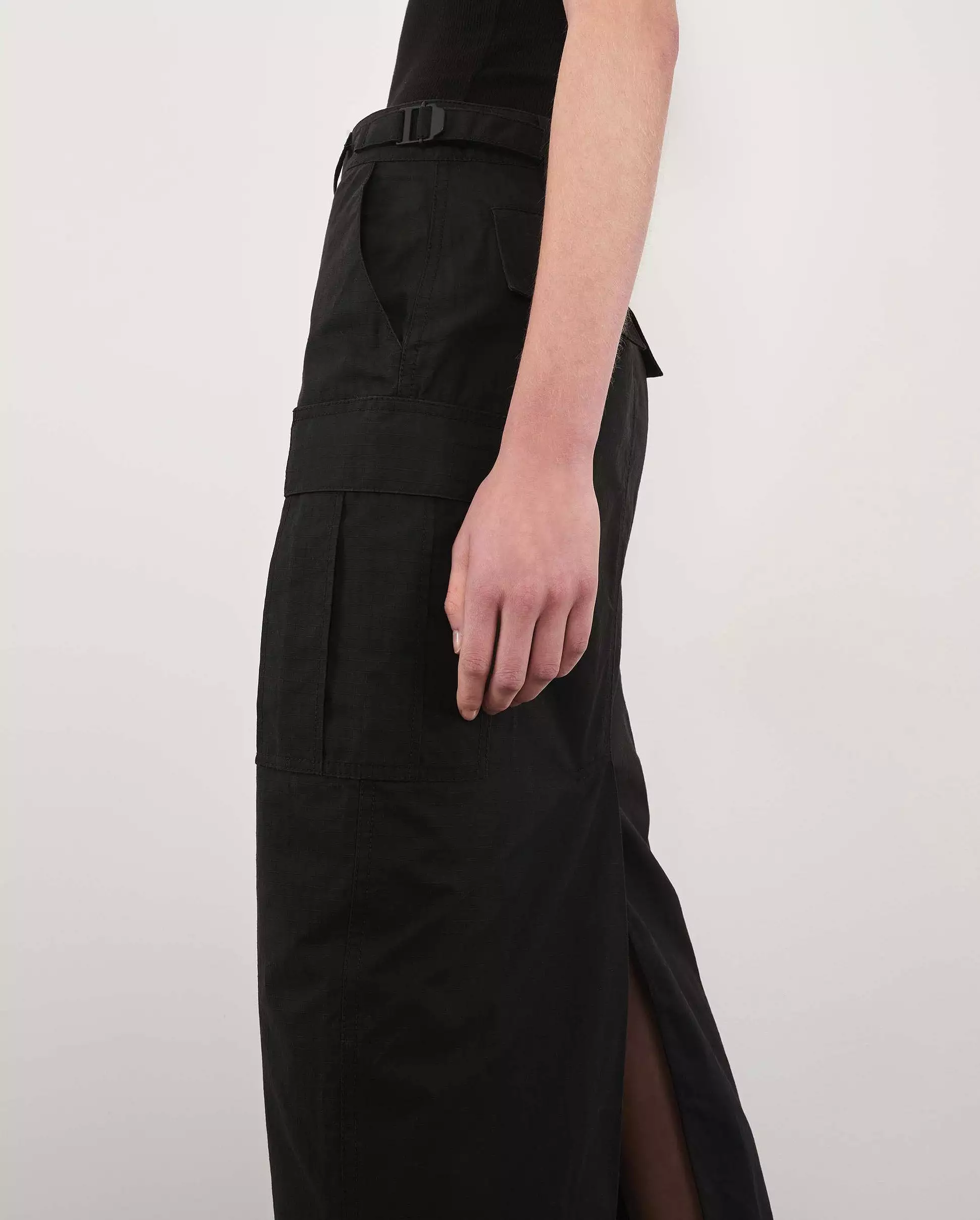 Black Midi Cargo Skirt