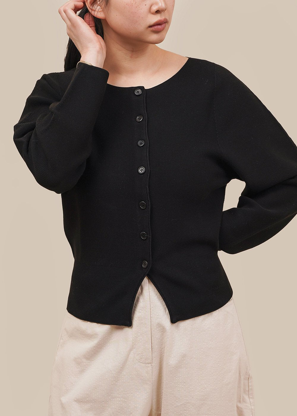 Black Rounded Cardigan