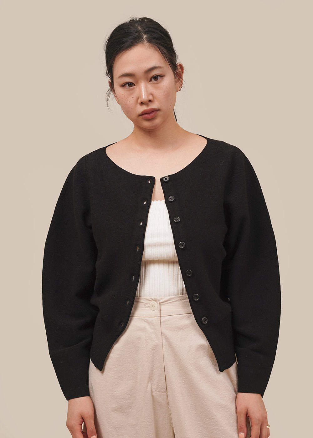 Black Rounded Cardigan