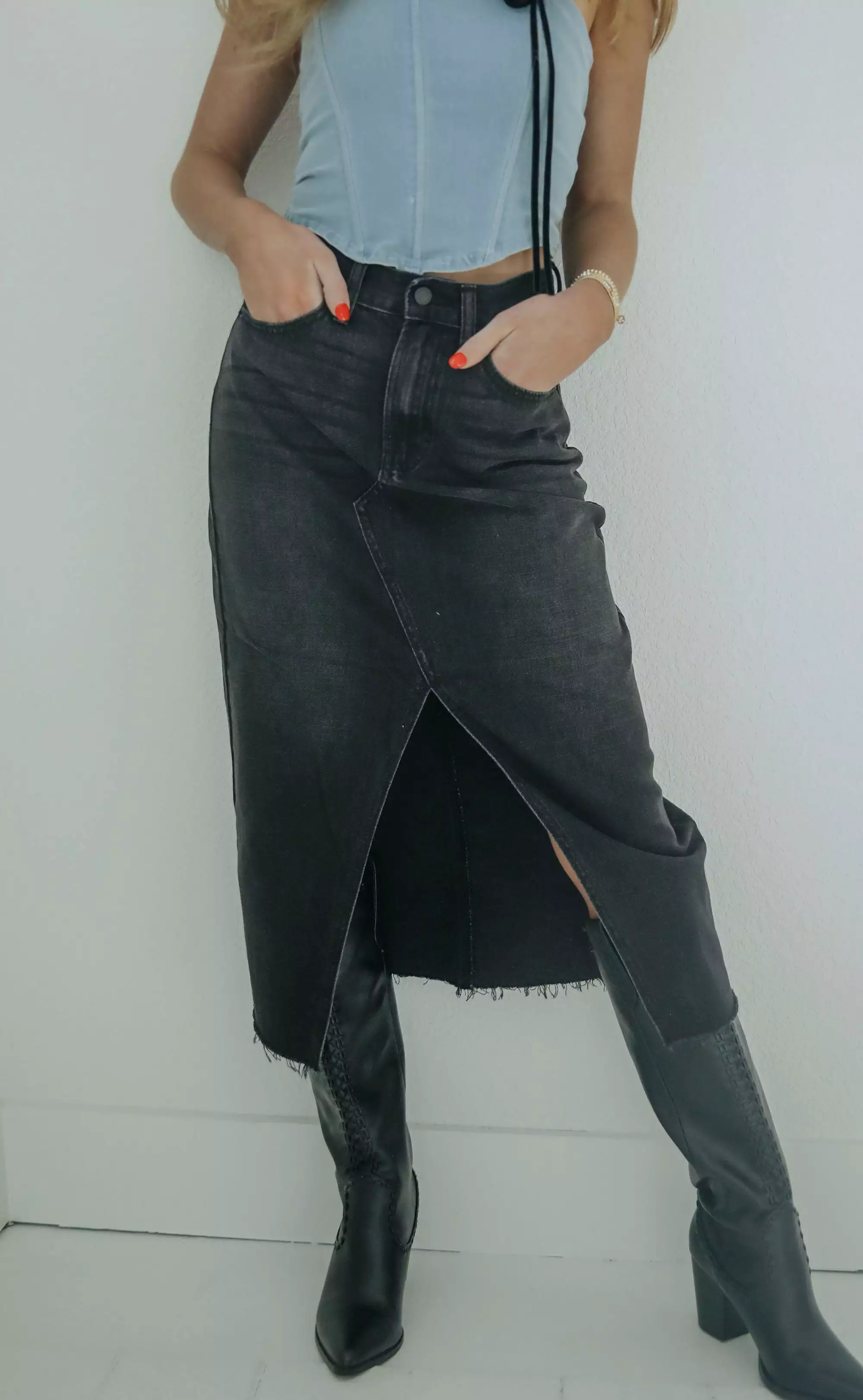 black washed skirt