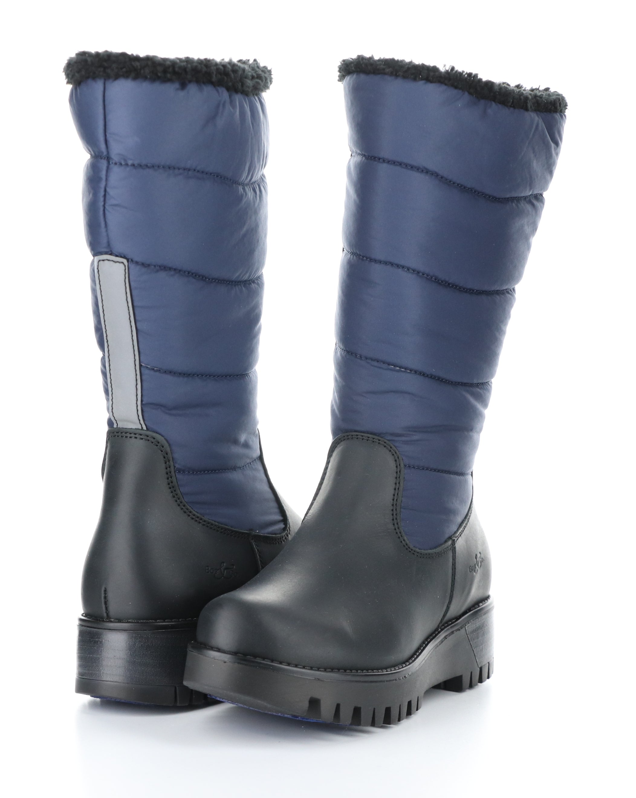 Black/Navy Round Toe Boots | GRACEN PRIMA