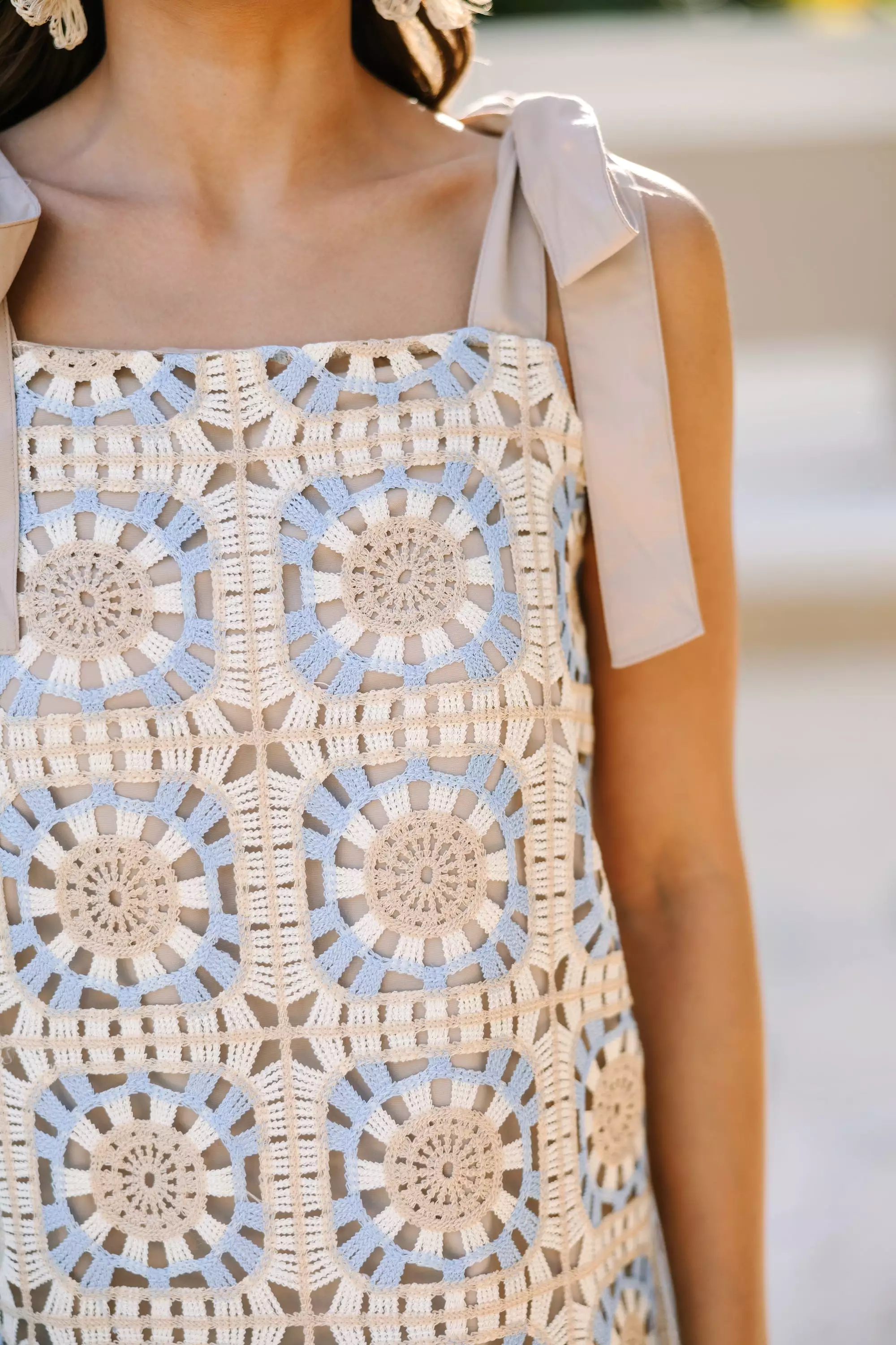 Blue Crochet Shift Dress