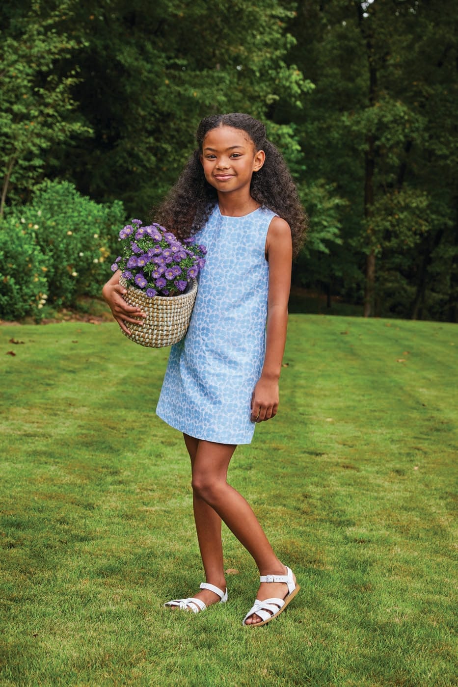 Blue Jacquard Classic Shift Dress