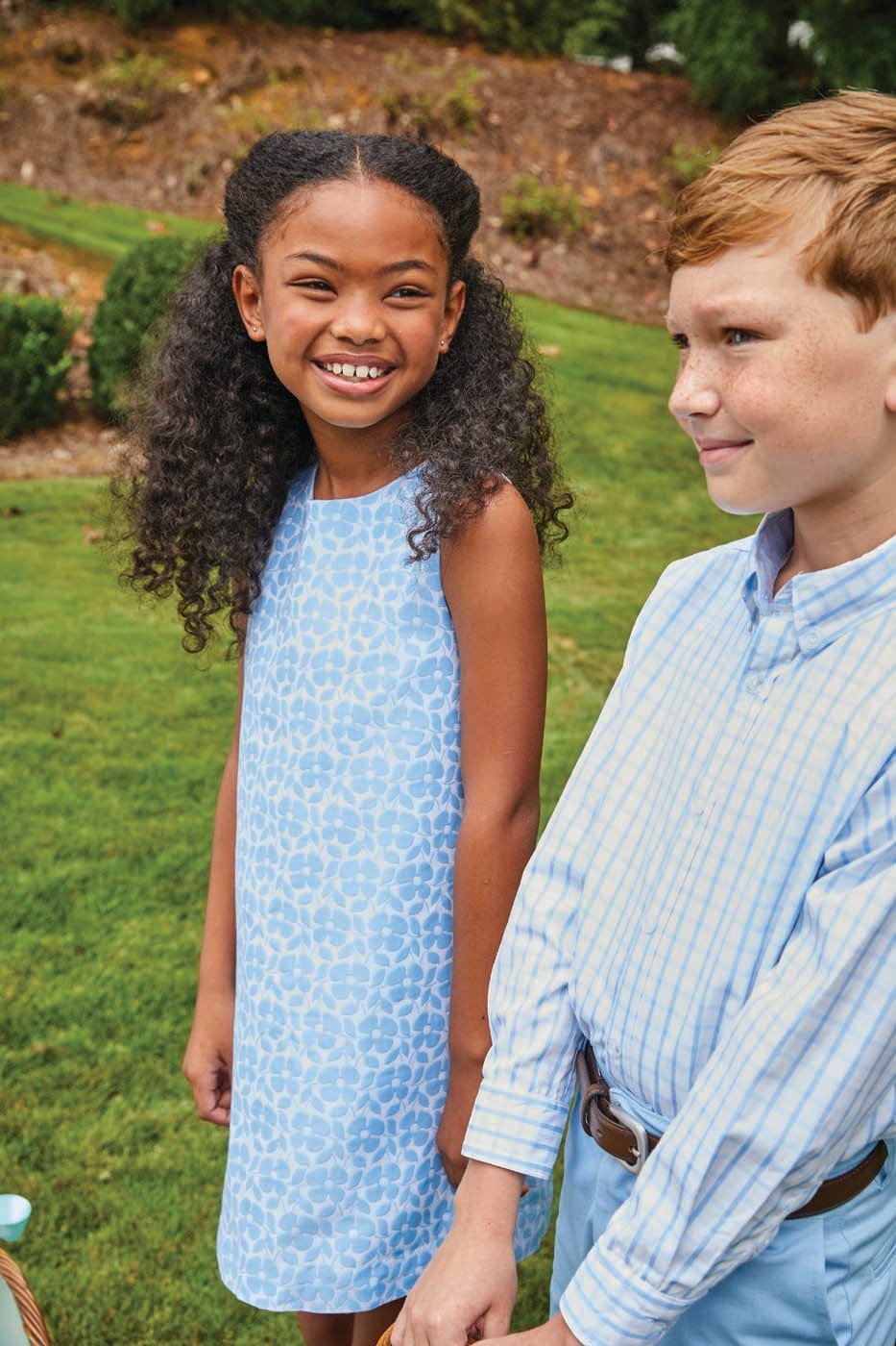 Blue Jacquard Classic Shift Dress