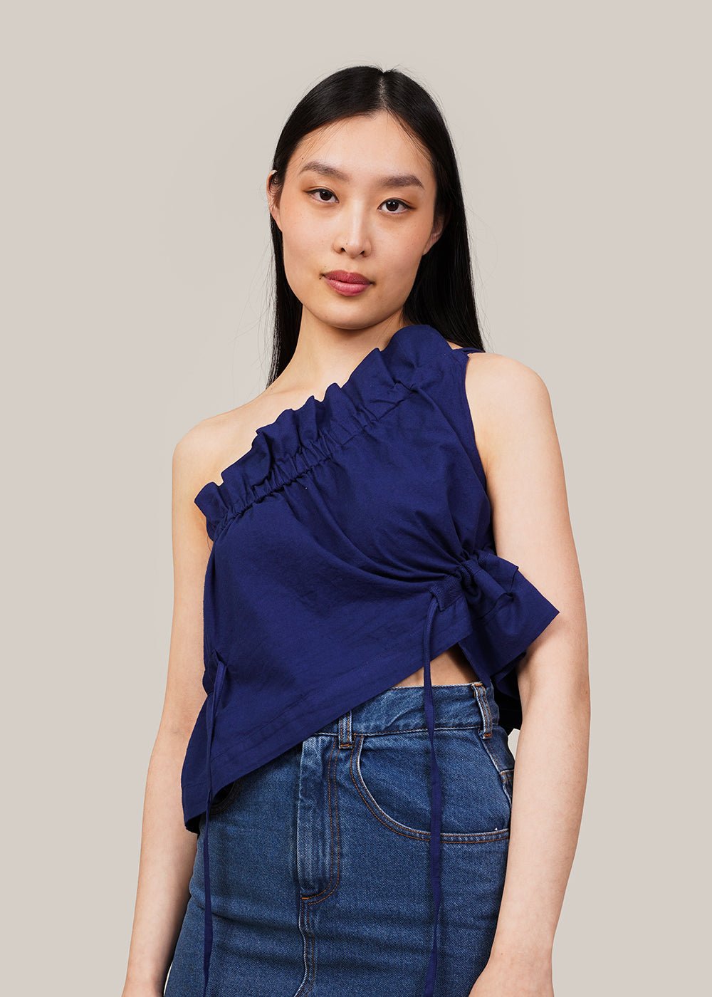 Blue Ruffle Blouse