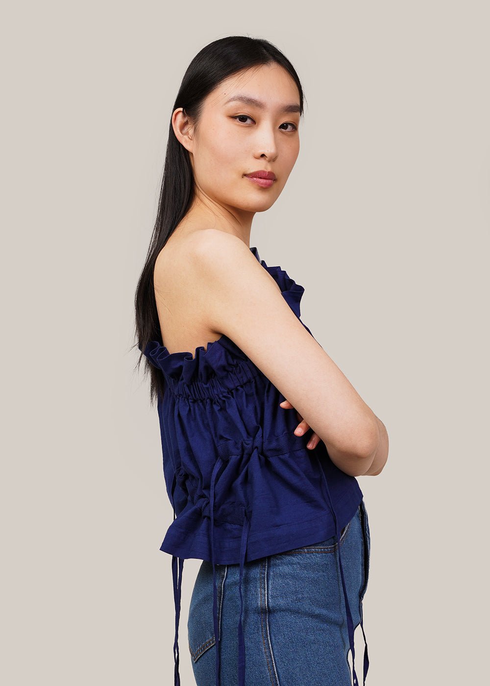 Blue Ruffle Blouse