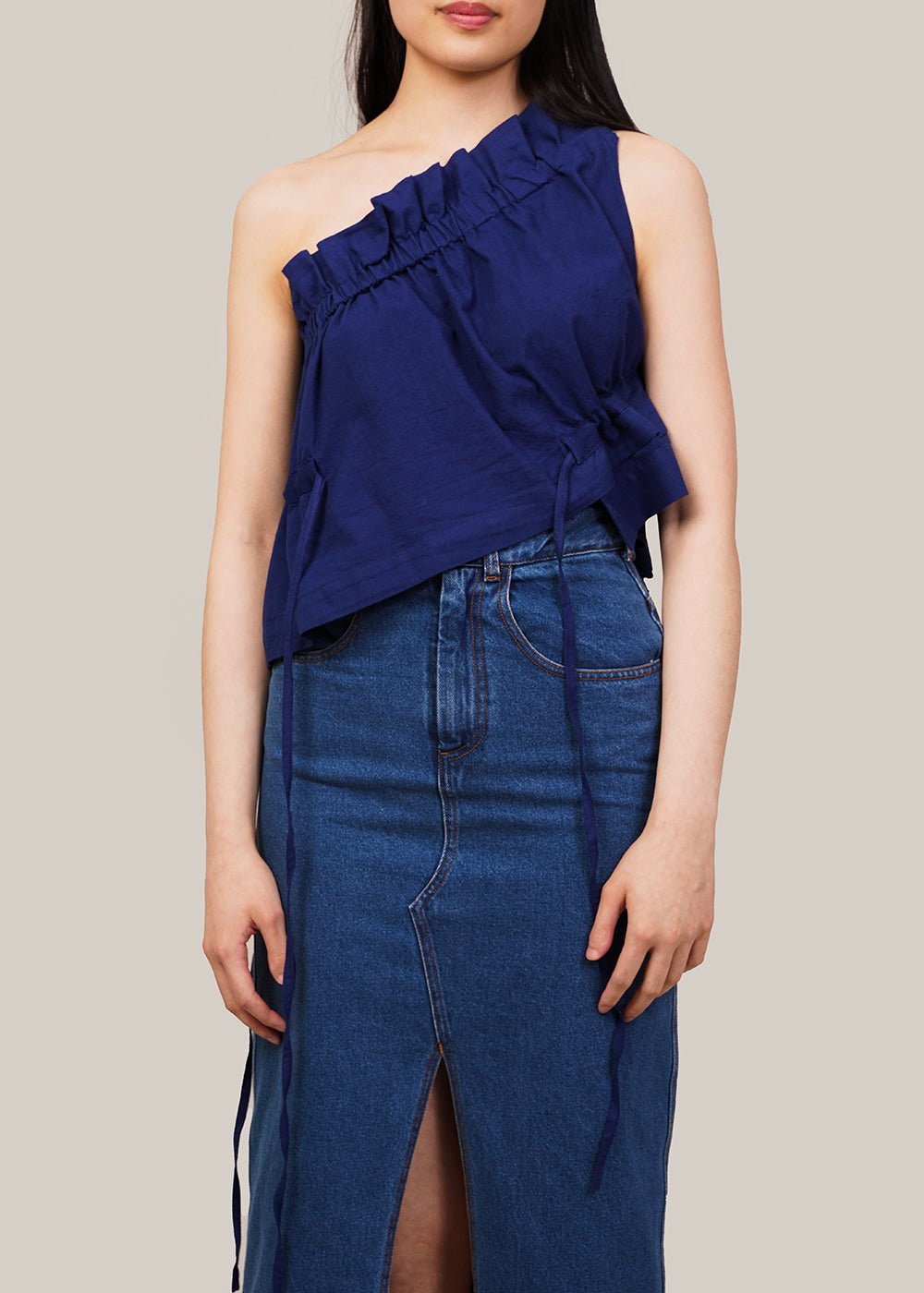 Blue Ruffle Blouse