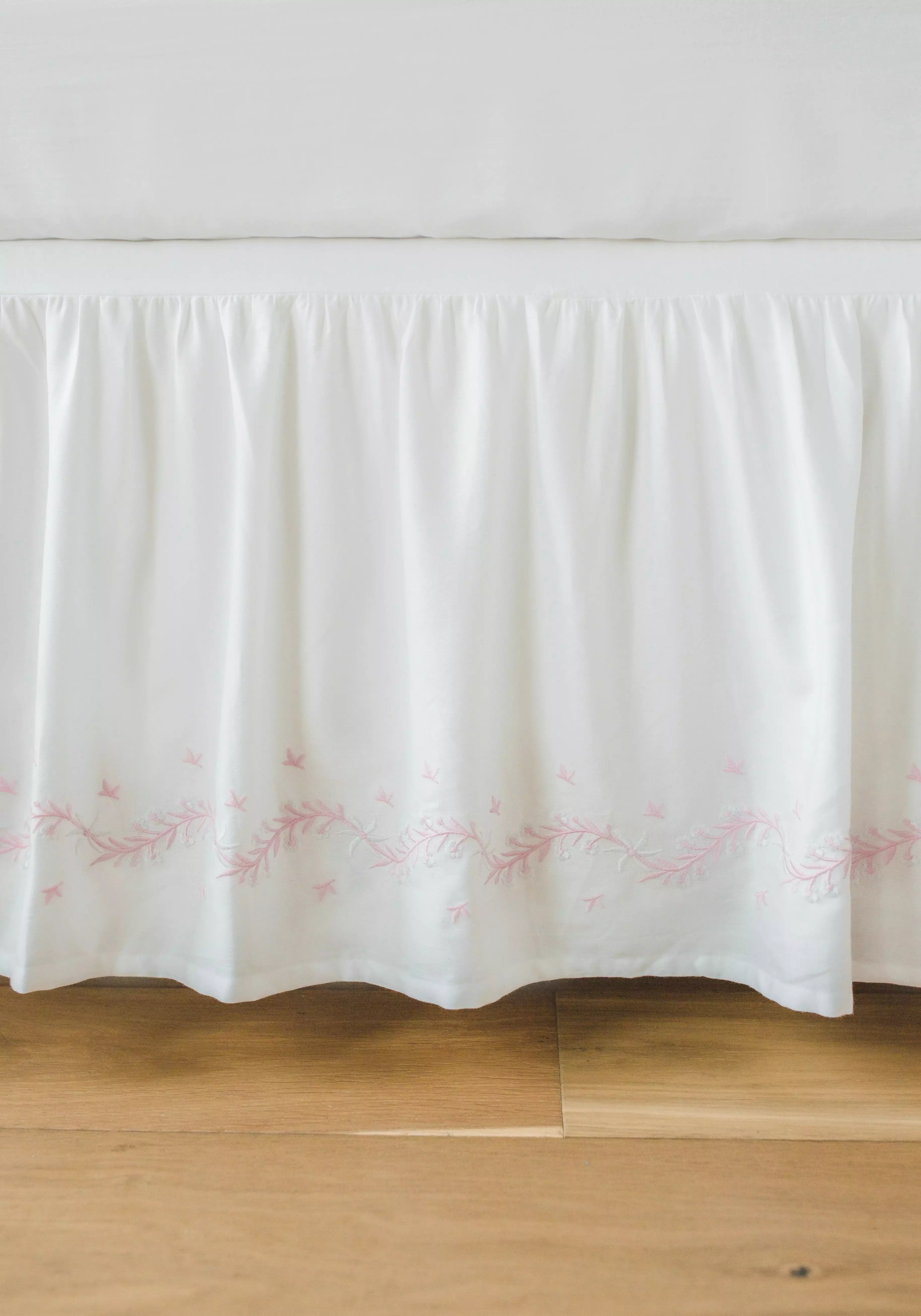 Blush Embroidered Crib Skirt