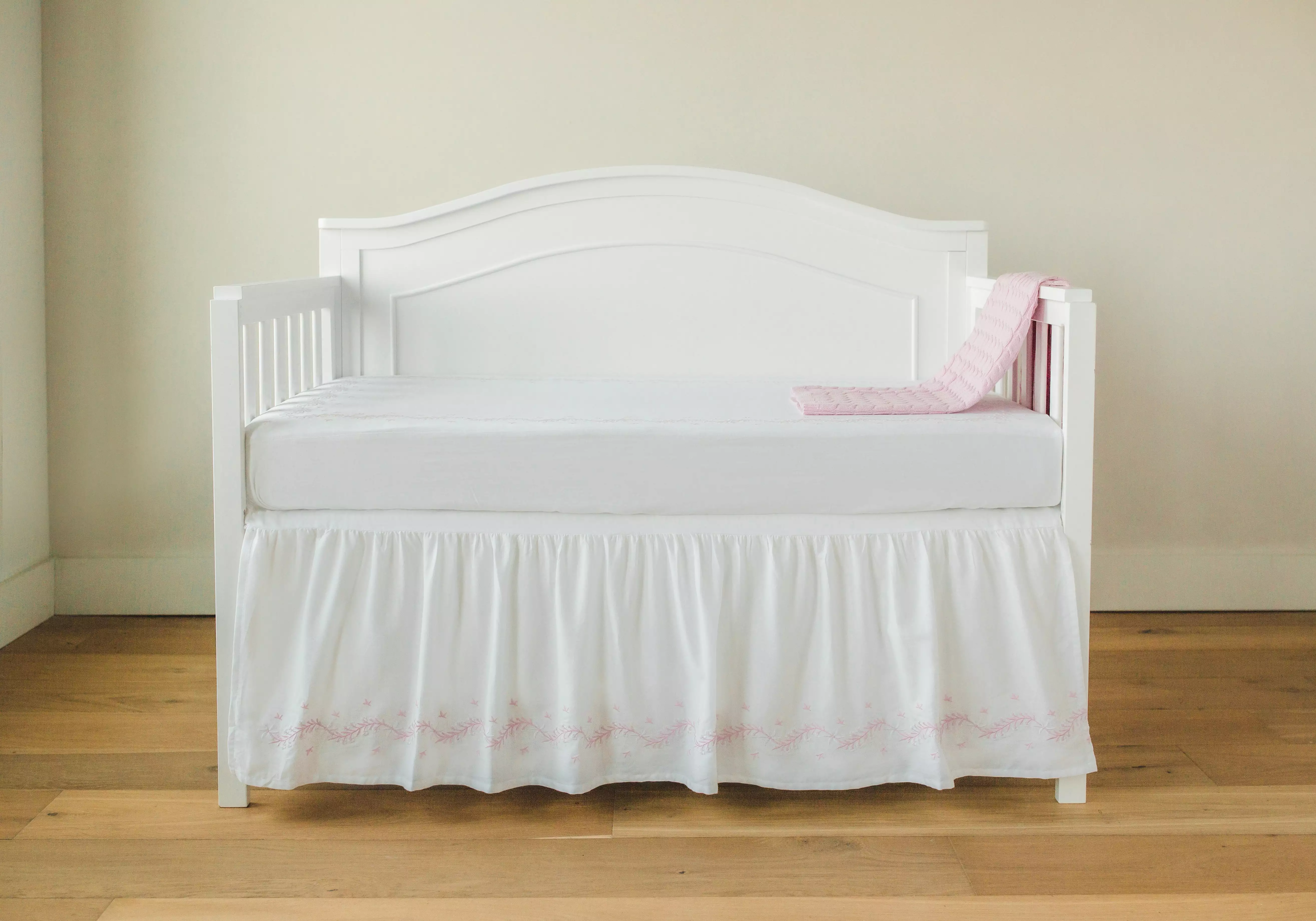 Blush Embroidered Crib Skirt