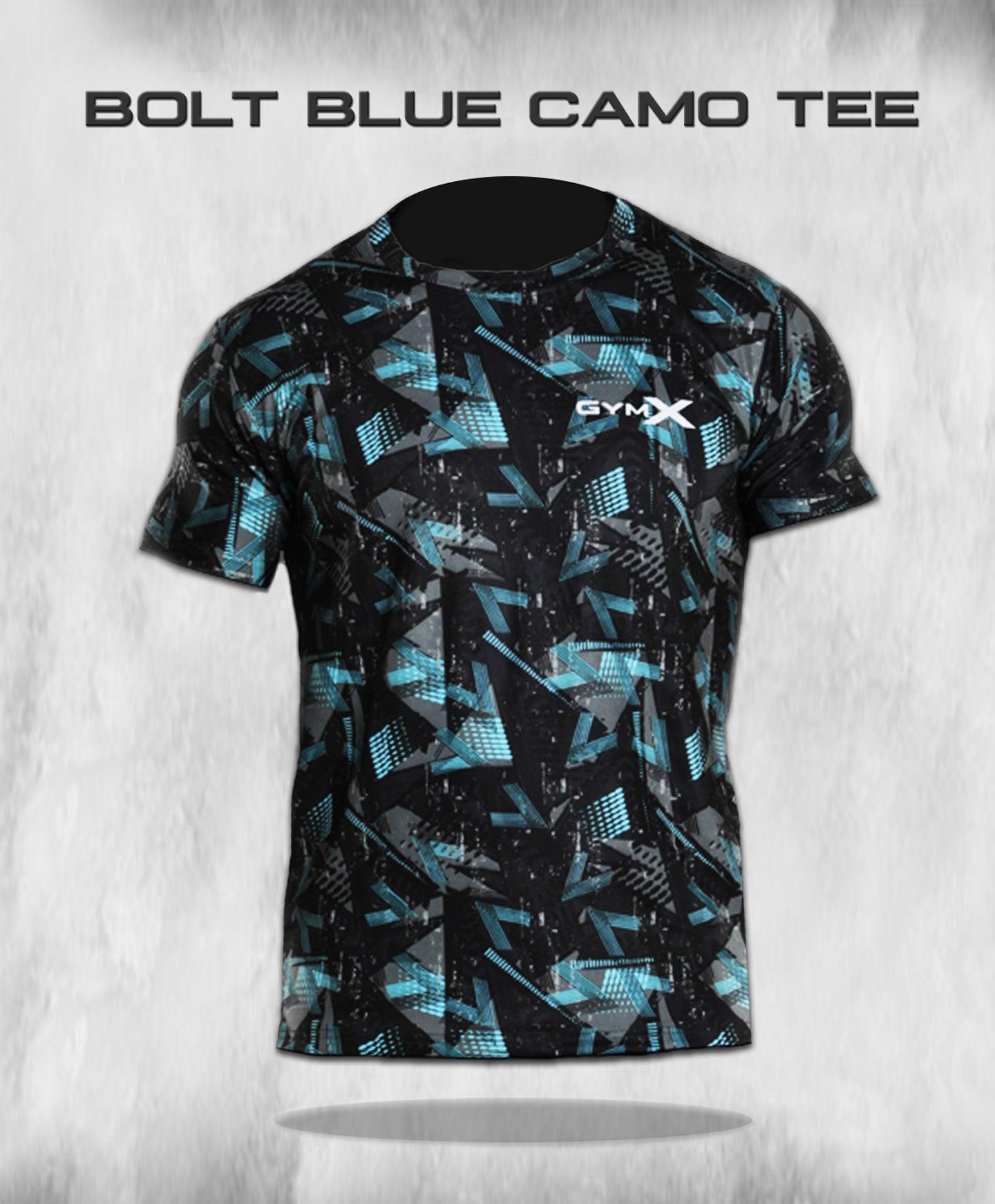 Bolt Blue Camo Tee - 4 way stretch - Discount