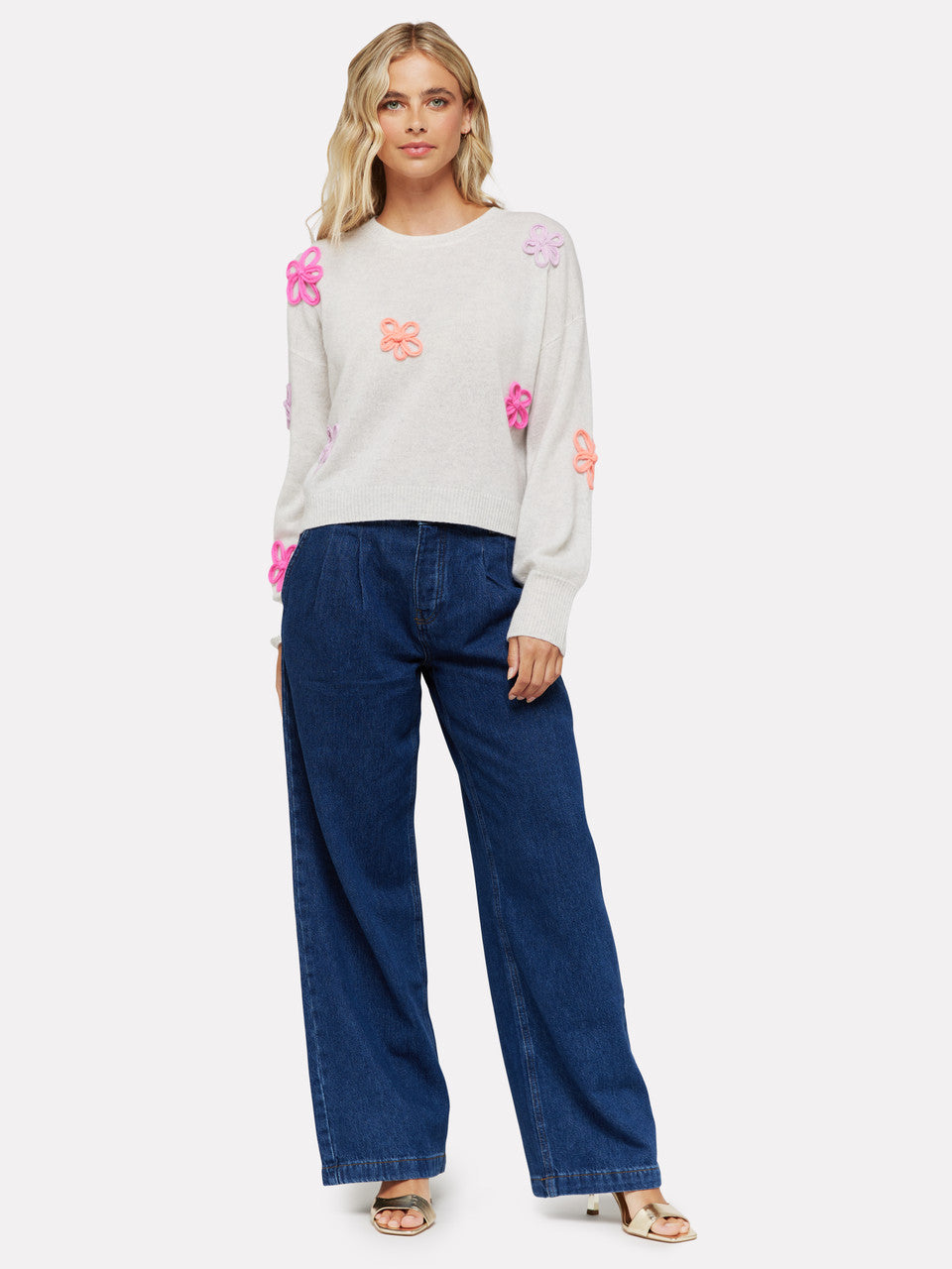 Brodie Cashmere floral crewneck