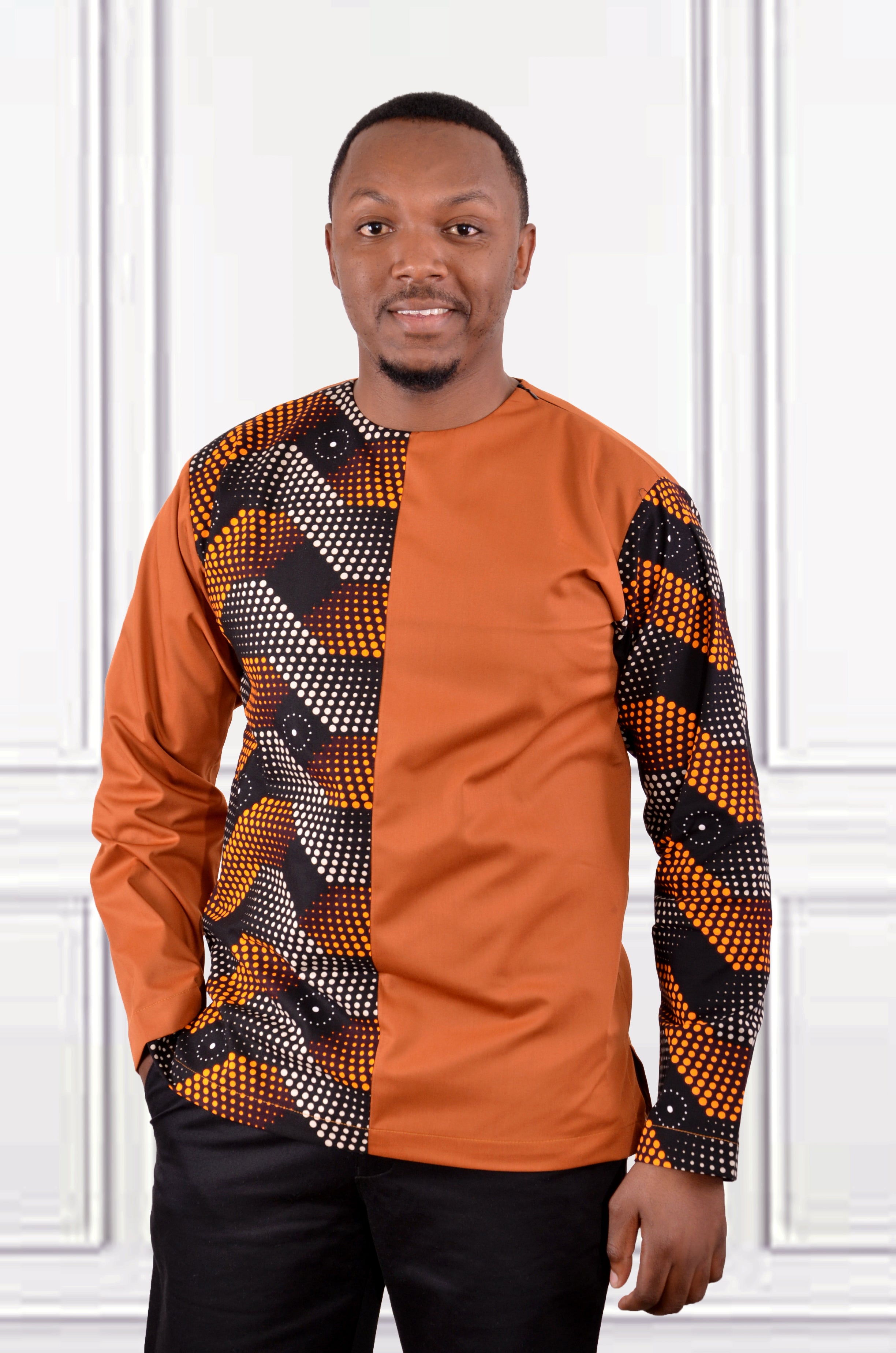 Brown African print shirts