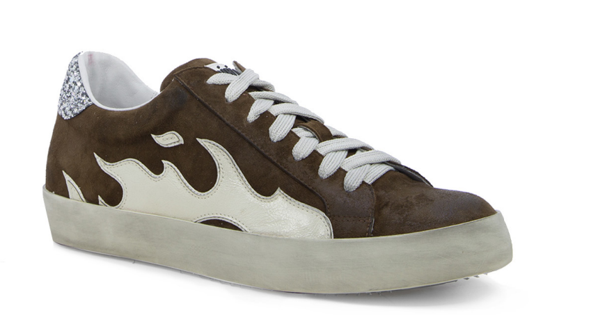 Brown suede silver sparkle Gamin sneaker