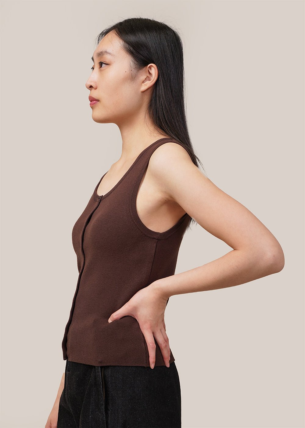 Brown U-Neck Vest