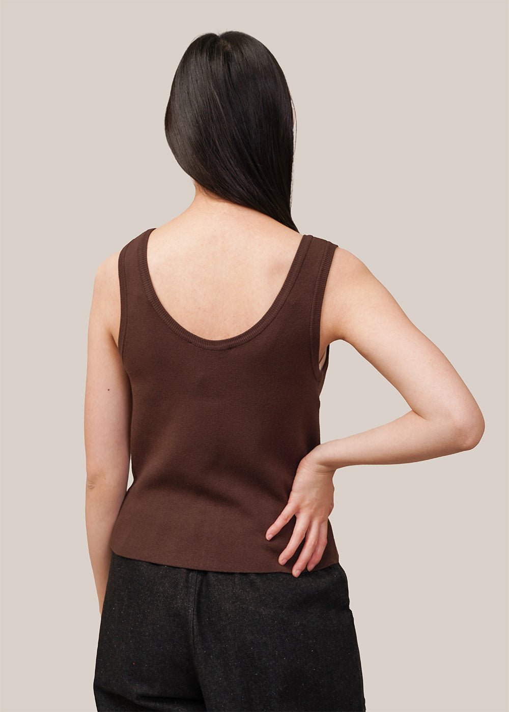 Brown U-Neck Vest