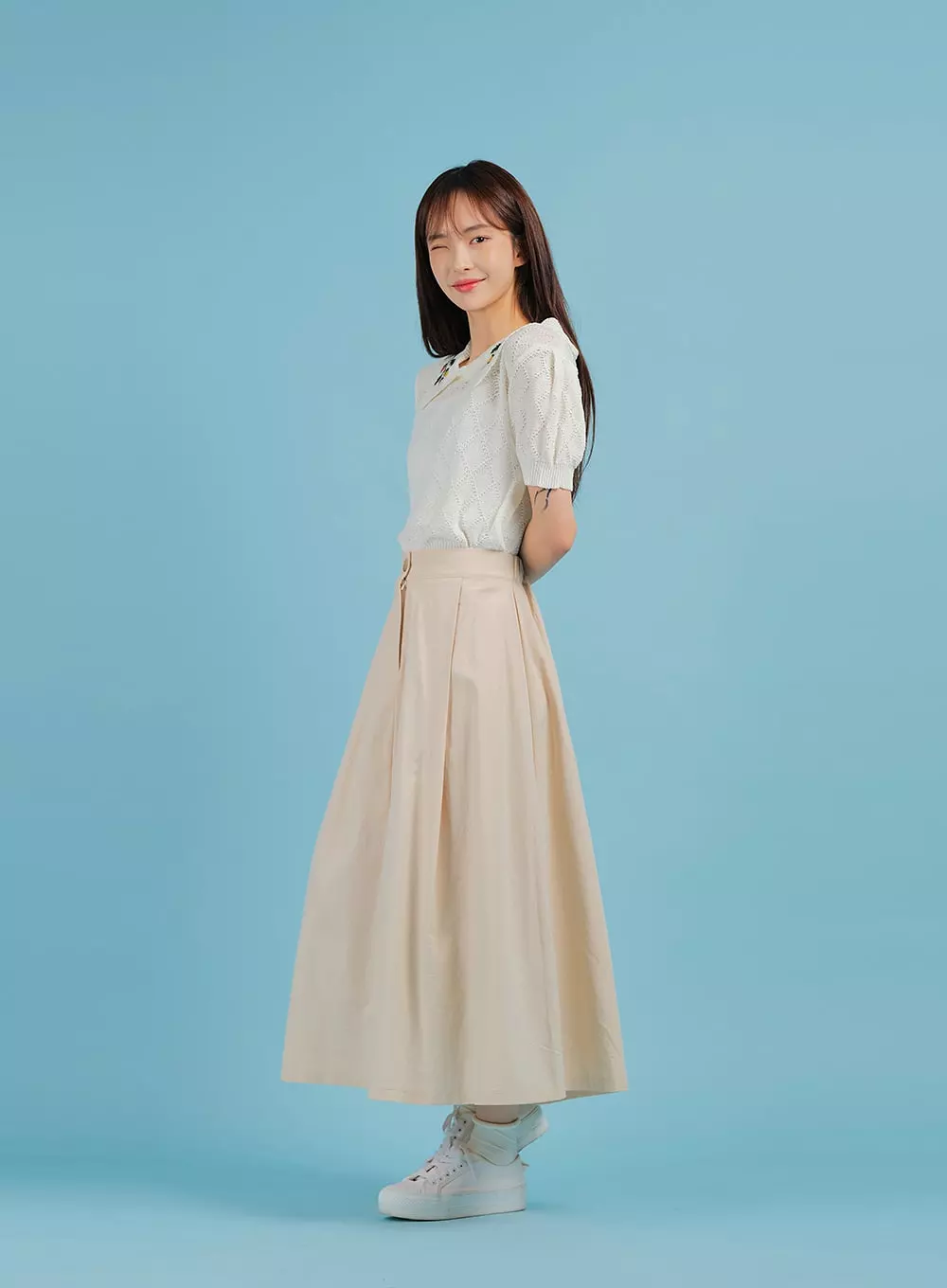 Button Back Banded Maxi Skirt BA22 - Shop Now!