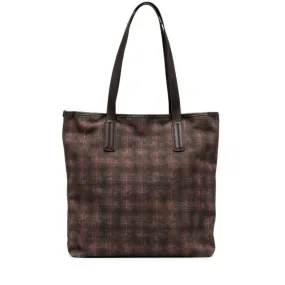 Canvas plaid shopping bag.