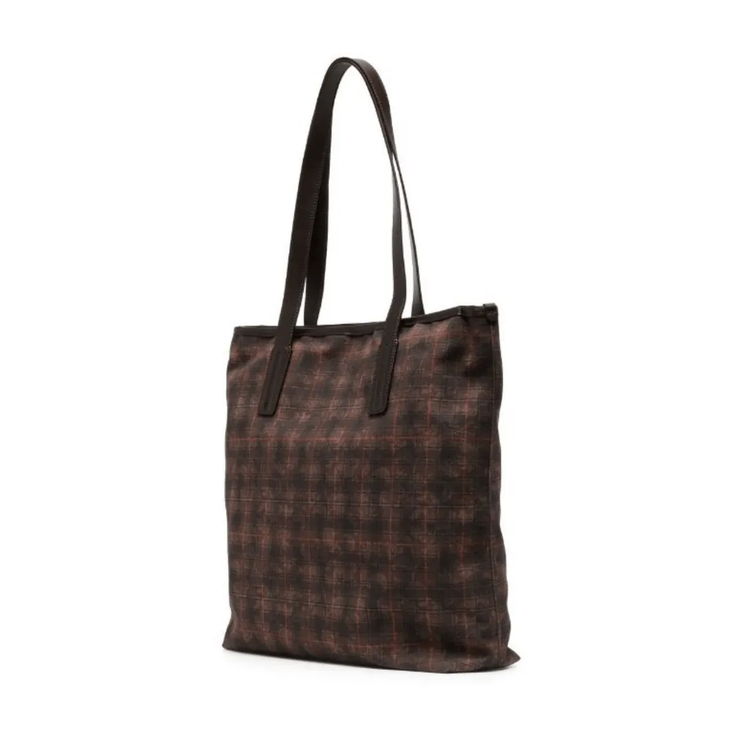 Canvas plaid shopping bag.