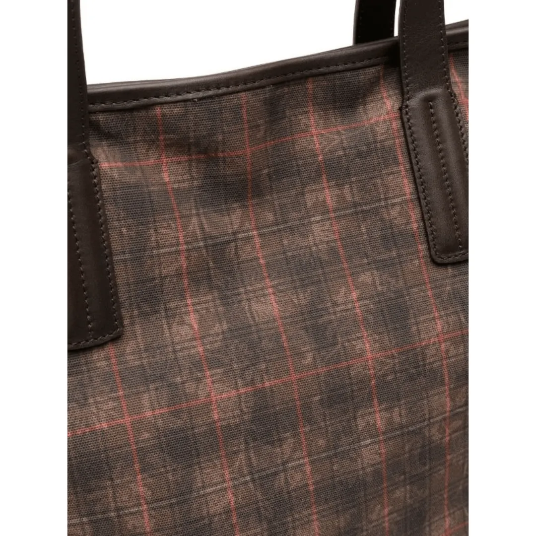 Canvas plaid shopping bag.