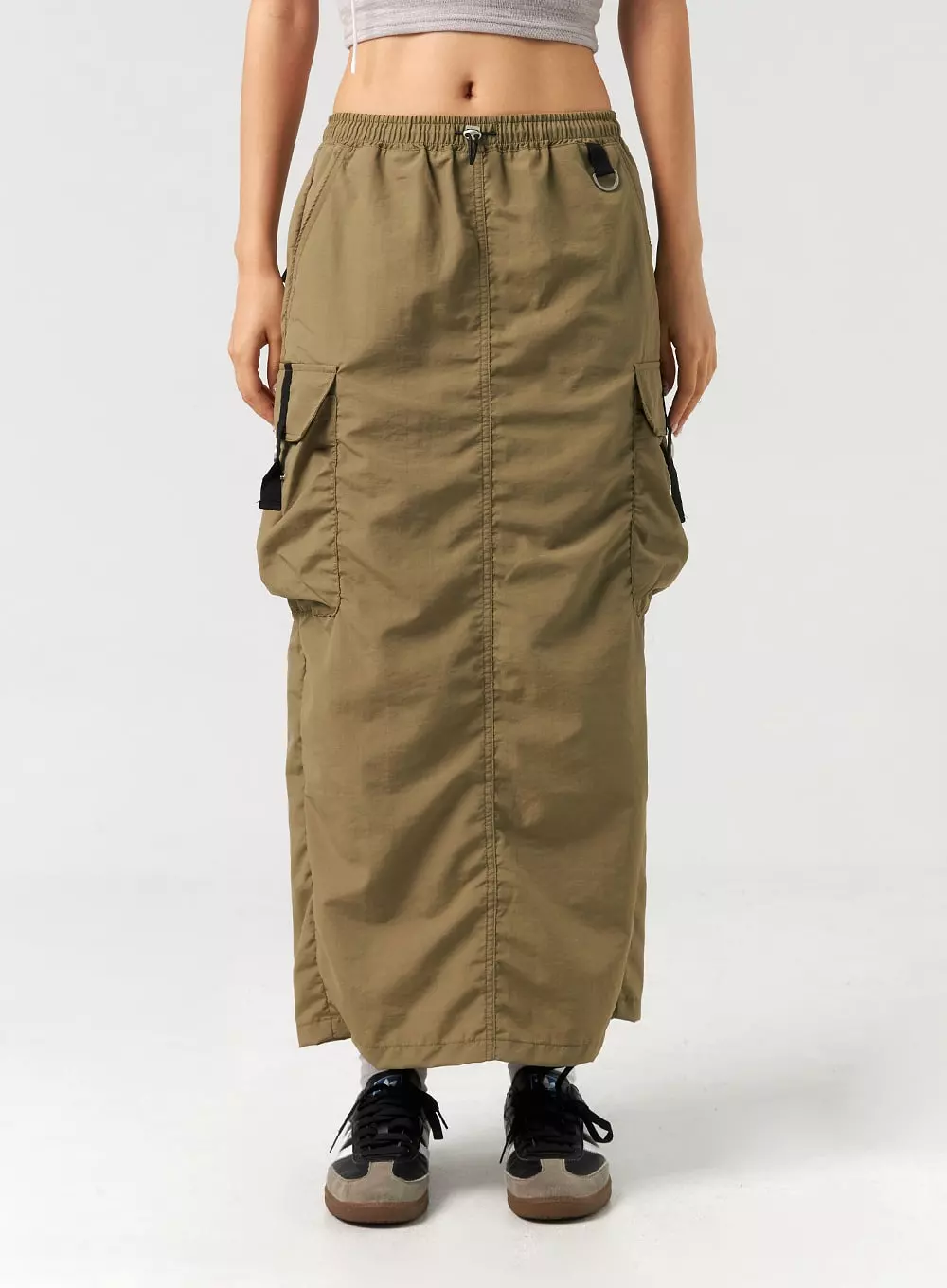 Cargo Maxi Skirt, Nylon Material, CL325