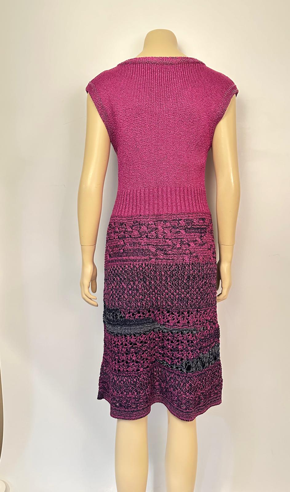 Chanel Raspberry Knit Dress - Size FR 42 US 6/8