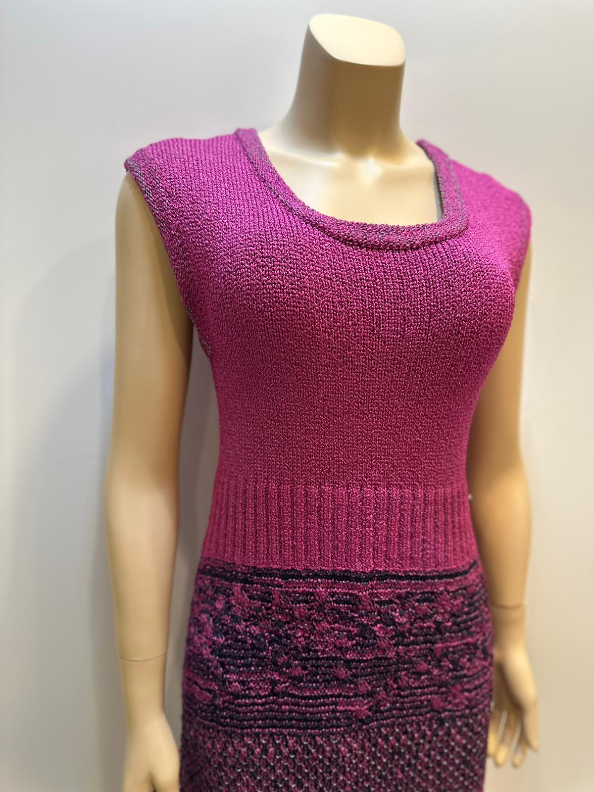 Chanel Raspberry Knit Dress - Size FR 42 US 6/8