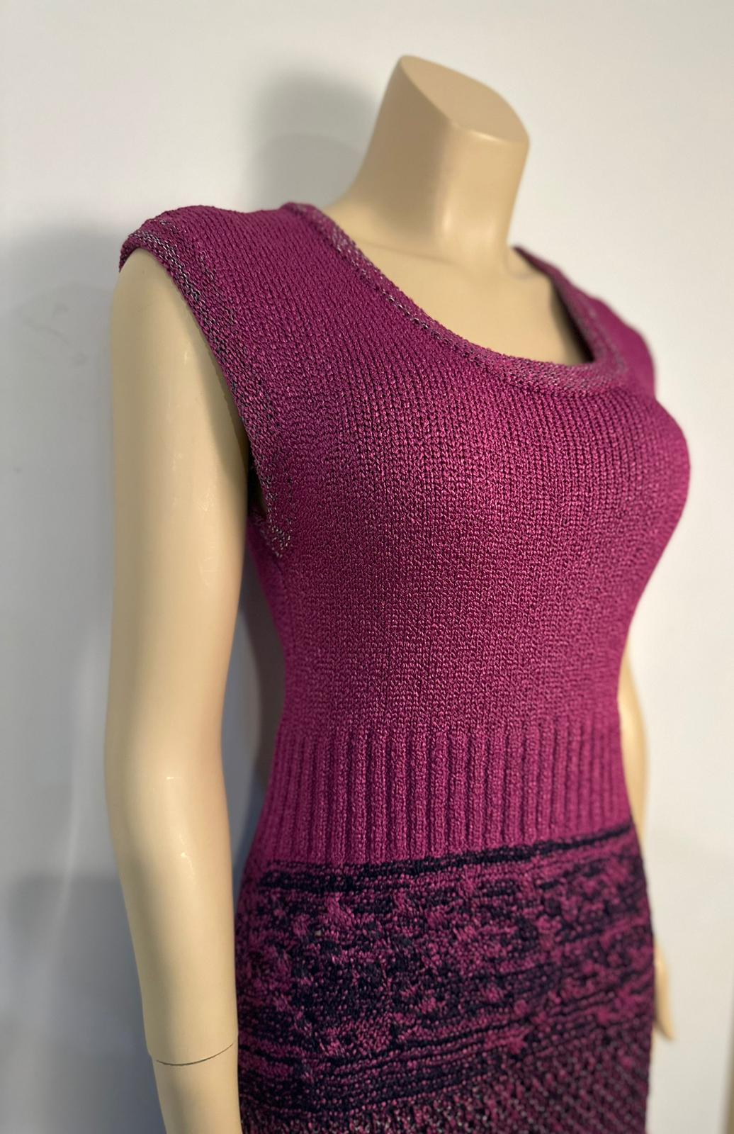 Chanel Raspberry Knit Dress - Size FR 42 US 6/8