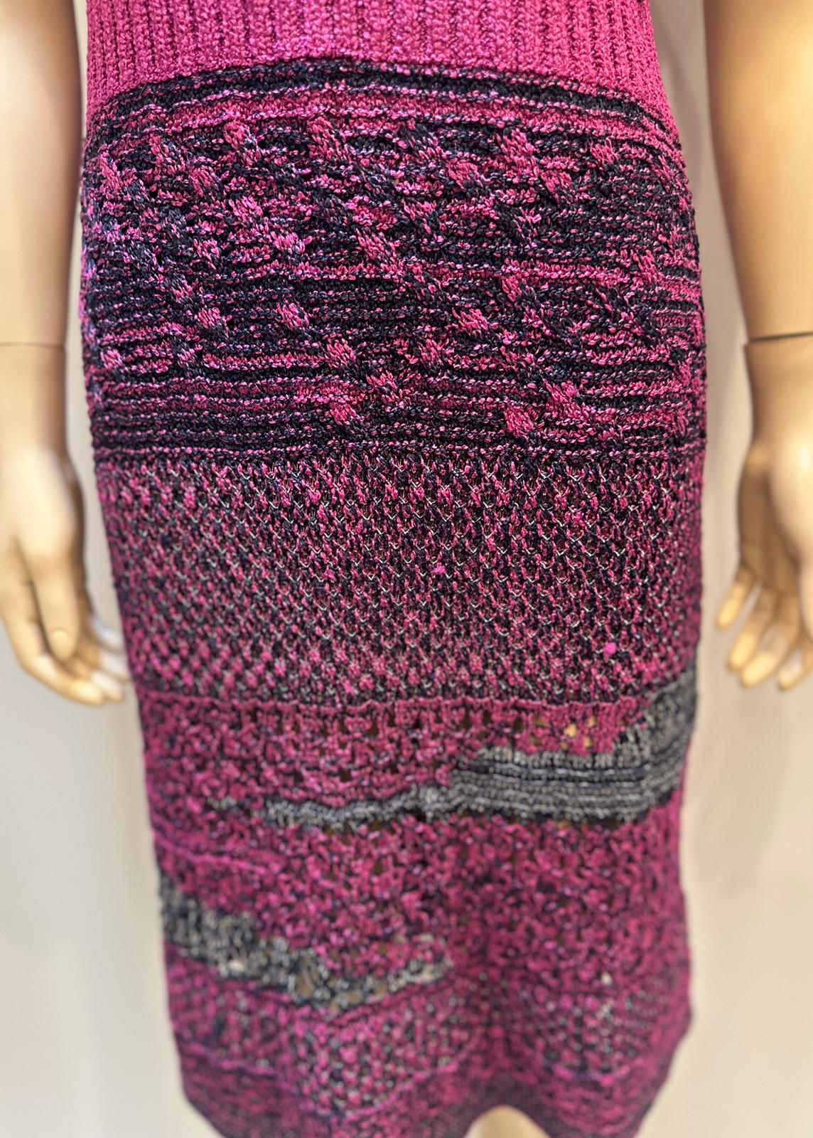 Chanel Raspberry Knit Dress - Size FR 42 US 6/8