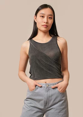 Charcoal Sleeveless Top with Three Straps